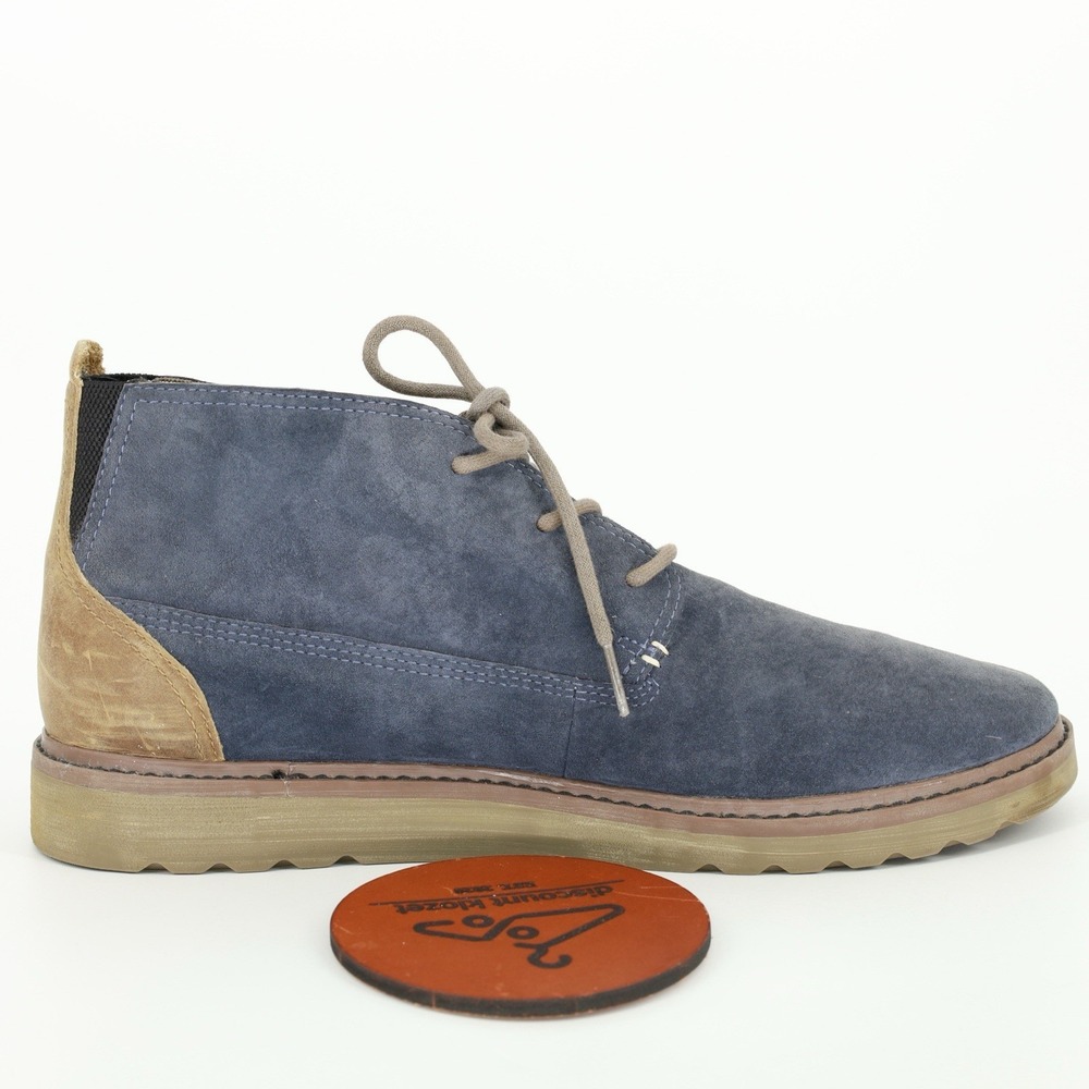 Reef Mens Voyage Chukka Ankle Boots Size 12 Blue Tan Suede Leather Lace Up